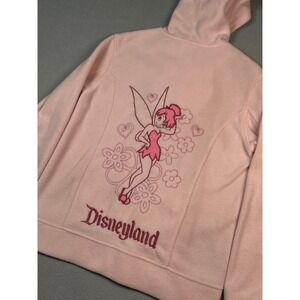 Disney Tinkerbell Fleece Zip Up Hoodie Jacket Pink Disneyland Medium